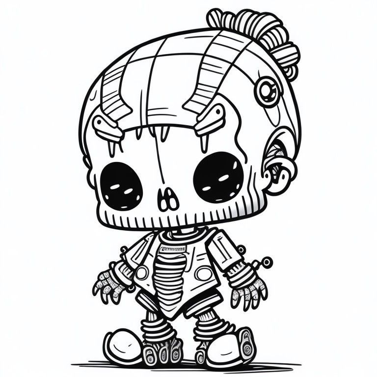 Free Halloween cute Skeleton coloring page for kids