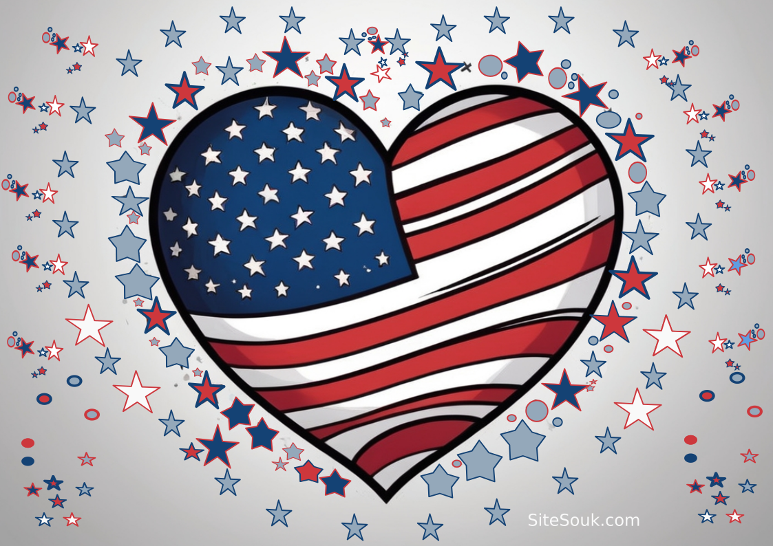 USA flag heart shape