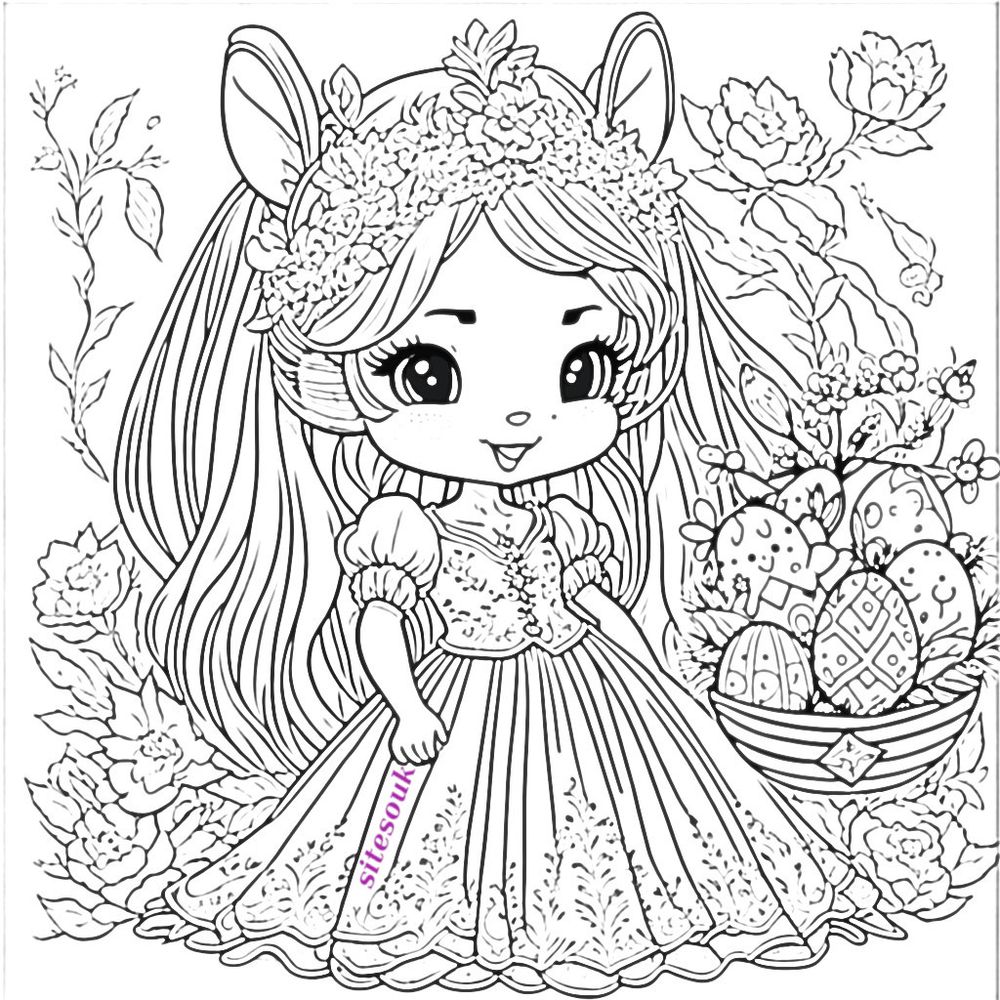 Free download Easter bunny coloring page
