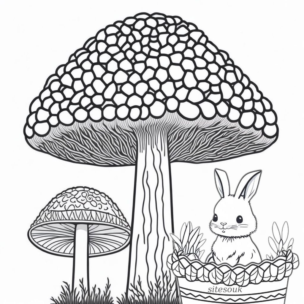 Coloring Page of Cute Easter Bunny