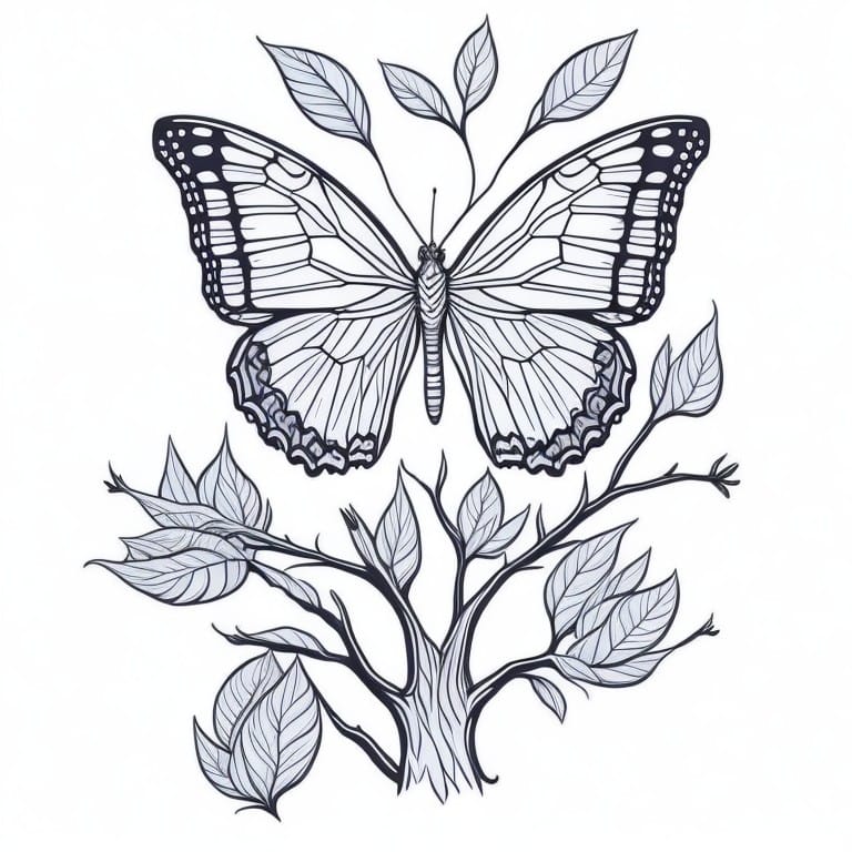 Coloring Page of Cute Butterfly