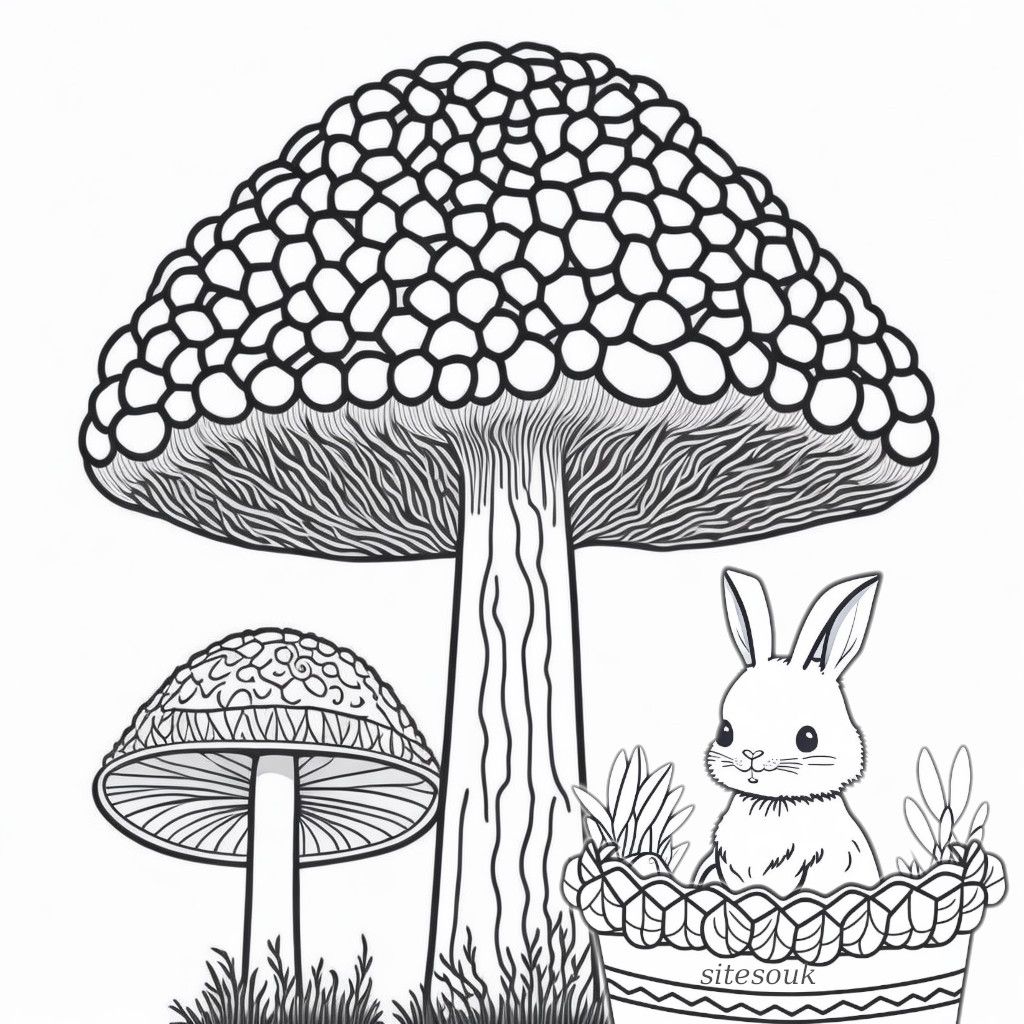 Coloring Page of Cute Easter Bunny