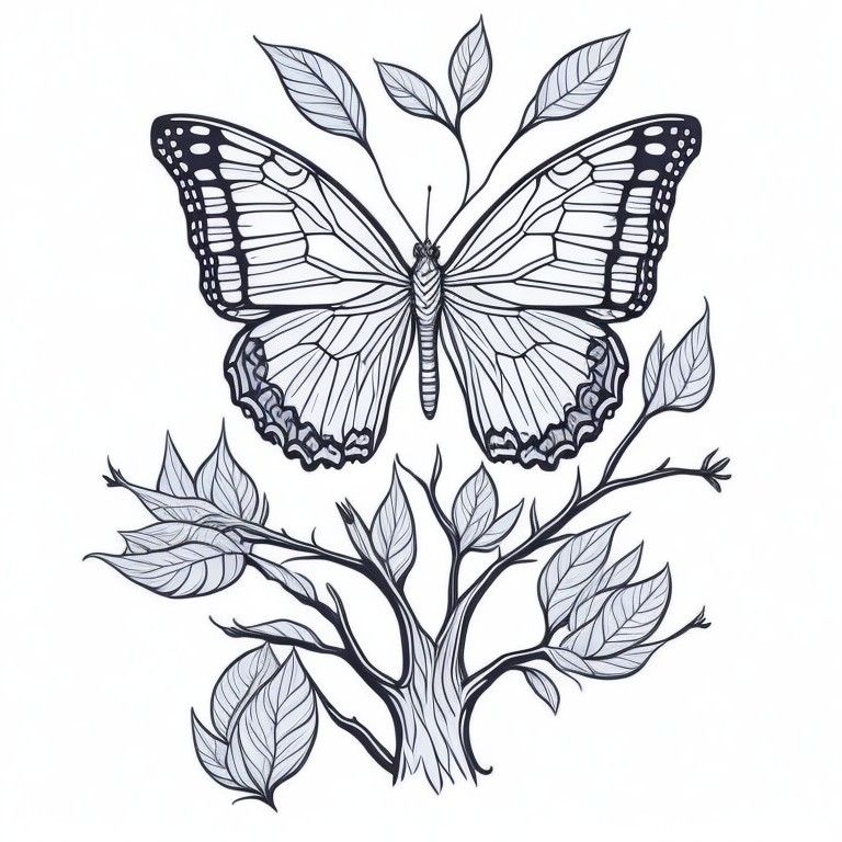 Coloring Page of Cute Butterfly