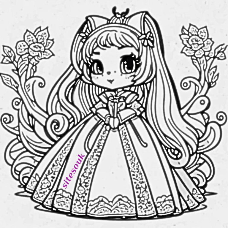 Whiskers and Pearls: A Majestic Bunny Princess to Color